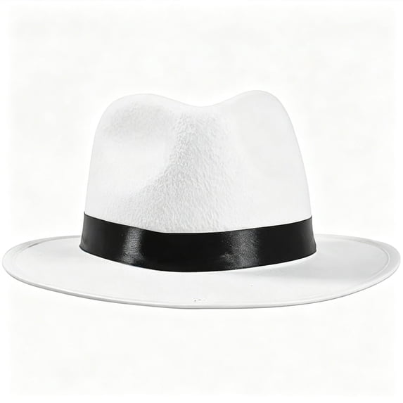 Gumesh Straw Trilby Fedora Hat for Men 1920s Short Brim Wool Felt(White)