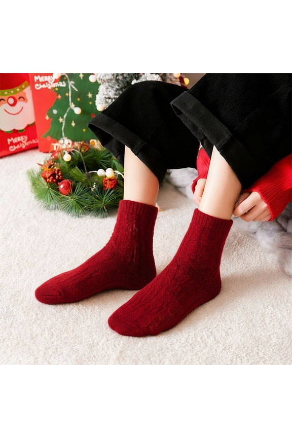 Winter Red Velvet Thickening Padded Socks for Women -Home Floor Sleep Stockings, Christmas Gift