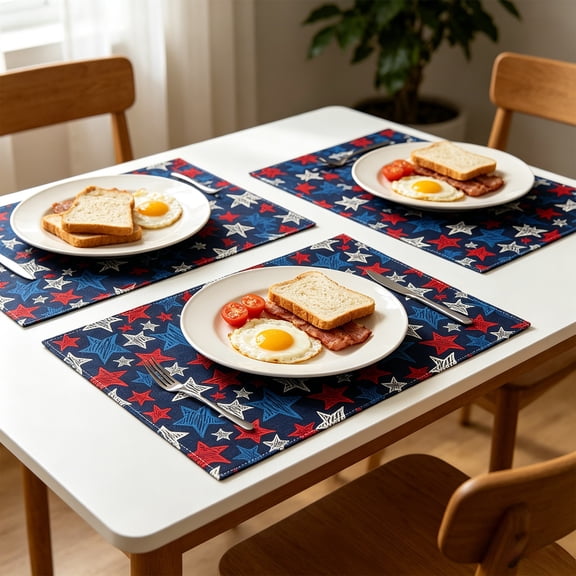 GumeshJuly 4th Placemats, 12x18 Inch Memorial Day Patriotic Table Mats for Party Kitchen Dining Decoration