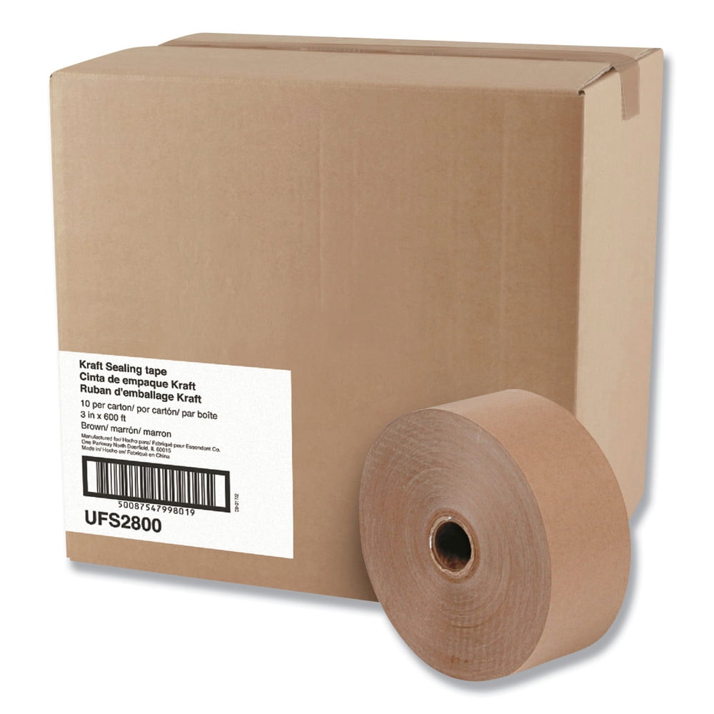General Supply Gummed Kraft Sealing Tape, 3" Core, 3" x 600 ft, Brown, 10/Carton -UNV2800