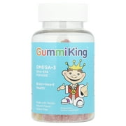 GummiKing Omega-3 DHA + EPA for Kids, Strawberry, Orange and Lemon, 60 Gummies 35 mg per Gummy