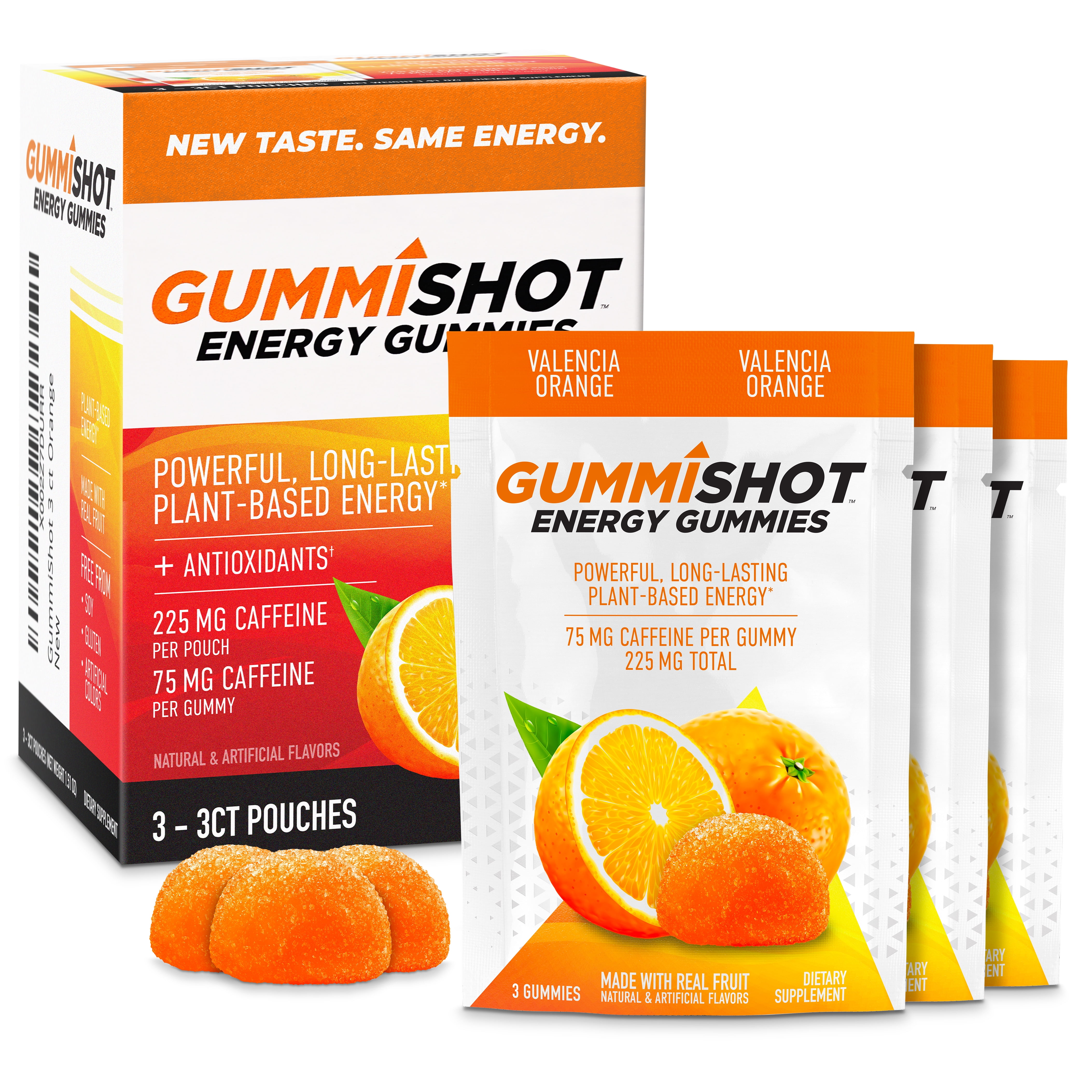 GummiShot Energy Gummies, 225 mg of PlantBased Caffeine Chews per