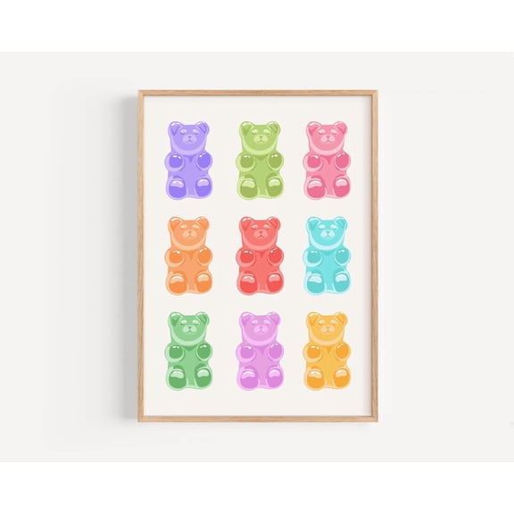 Gummy Bear Art Poster Colorful Nursery Wall Decor Poster Decor For Living Room Bedroom, Stretched Canvas Size 16x24 F03.1.14l1786