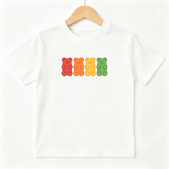 Gummy Bear Candy Boys Graphic Tee, Colorful Sweet Dessert Top 100% Cotton Kids Short Sleeve T-Shirt