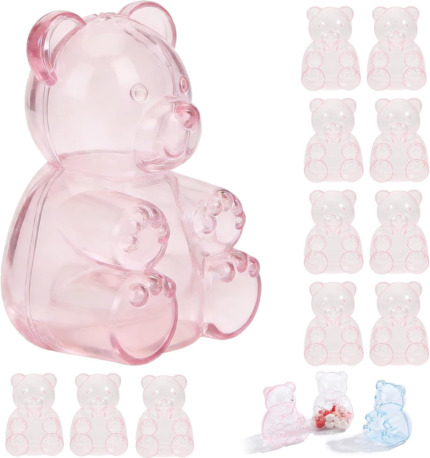 Gummy Bear Container, 12 PCS Clear Plastic Bear Shaped Candy Boxes for ...
