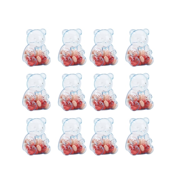 Gummy Bear Container, Clear Plastic Container Teddy Bear, Small Fillable Plastic Bear Containers for Valentine’s Day, Reusable Present Box for Candy, Party Favors & Festive Storage (12pcs Pink)