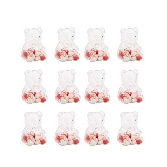 Gummy Bear Container, Clear Plastic Container Teddy Bear, Small Fillable Plastic Bear Containers for Valentine’s Day, Reusable Present Box for Candy, Party Favors & Festive Storage (12pcs Blue)