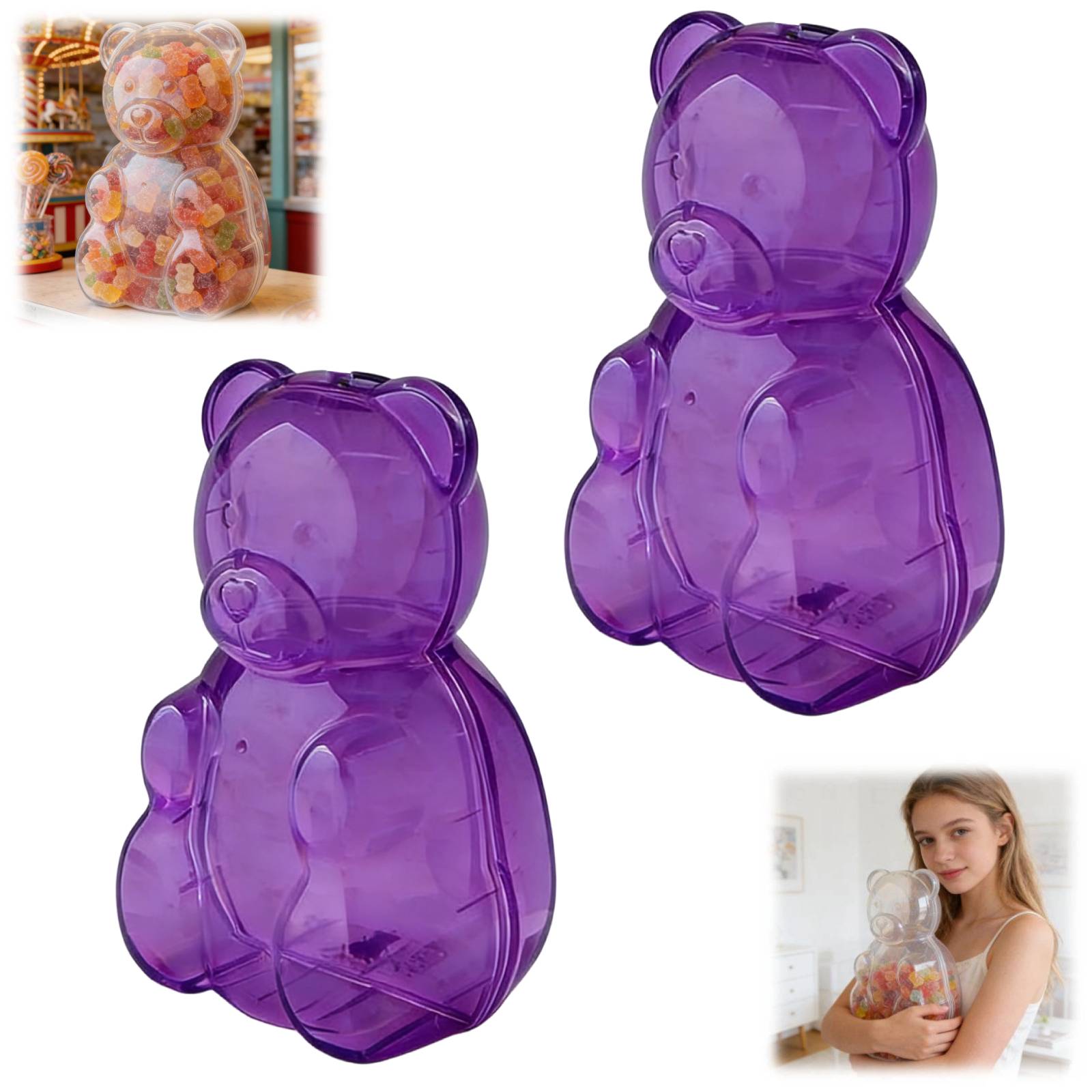 Gummy Bear Container, Plastic Bear Container, Clear Gummy Bear Shaped ...