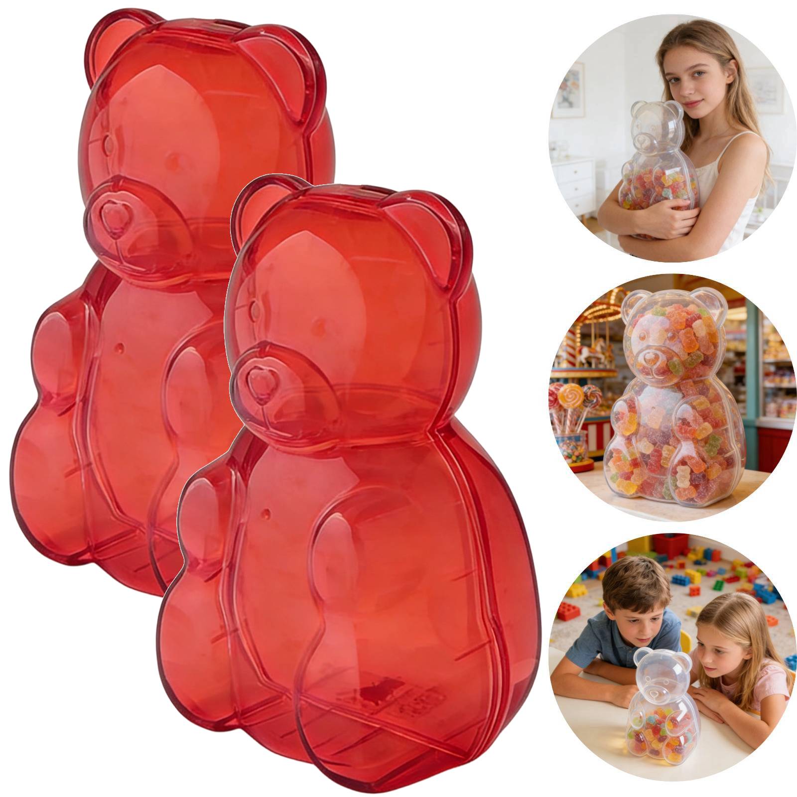 Gummy Bear Container for Valentine Gift, Large Clear Plastic Candy ...