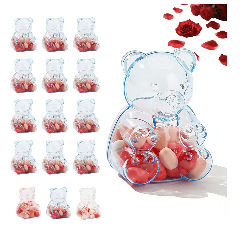 Gummy Bear Container for Valentine Gifts, Large Clear Plastic Candy ...