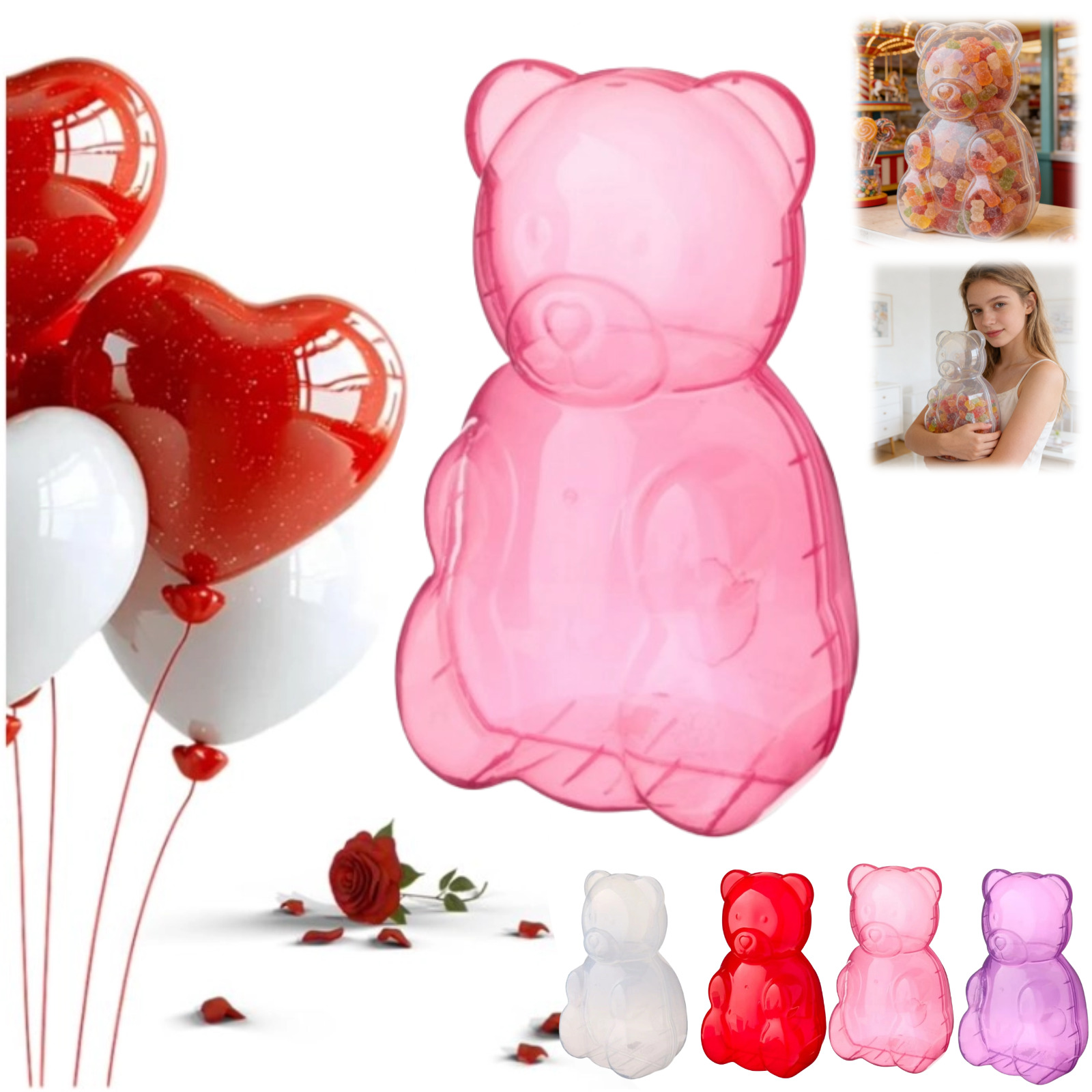 Gummy Bear Containers Plastic, Cute Small Candy Boxes Clear Plastic ...
