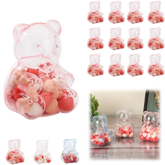 Gummy Bear Containers Plastic, Giant Gummy Bear Container, Large Clear Plastic Container Teddy Bear, Fillable Teddy Bear, For Valentine's Day Party Favors (Pink, 12PCS)