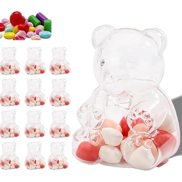 Gummy Bear Containers Plastic, Large Clear Gummy Bear Container, Bears Shaped Candy Holder for Valentine’s Day, Reusable Gift Box for Candy, Party Favors & Festive Storage
