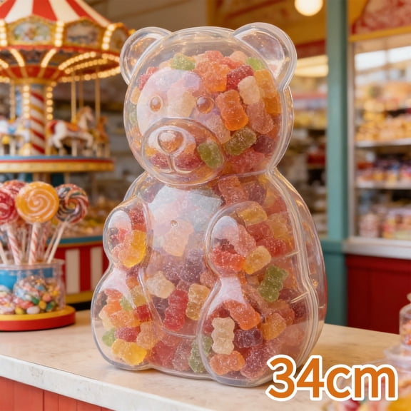 Gummy Bear Jar Container - Large Gummy Bear Containers Plastic, Clear GummyBear Container, Creative Bears Shaped for Valentine's Day, Gifts & Party Decor