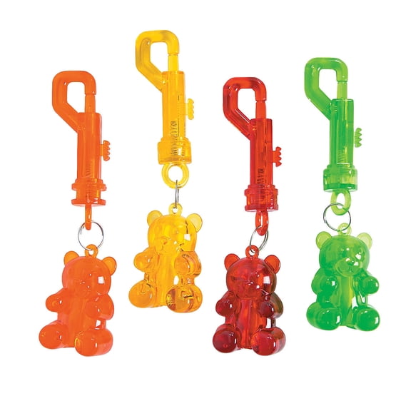 Fun Express - Gummy Bear Key Chain Clip - Apparel Accessories - Key Chains - Novelty Key Chains - 12 Pieces