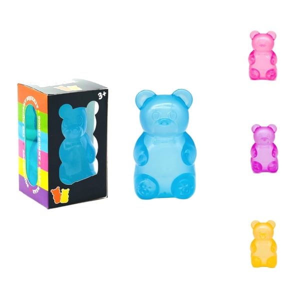 Gummy Bear Squishy Stress Toy - 3.15" Tall High Density Squeeze Ball, Sugar Filled Jelly-Like Fidget - Adults Kids Students Anxiety Calming Sensory Toy