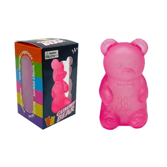 Gummy Bear Stress Toys | Filled Bear Squishies Toys|Gel Ultra Squishies High Density Squeeze Balls | Party Favors Toys Tall 3.15 Inches (Pink)