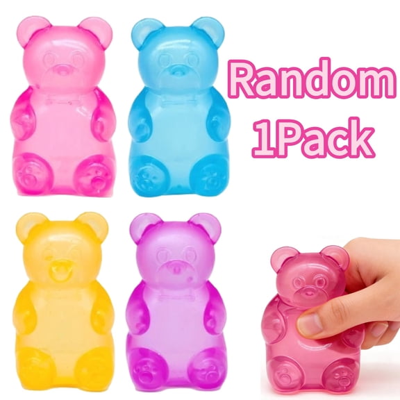 Gummy Bear Toys, Stress Bear Squishy Balls, Sugar Filled Squishy Toys Stress Relief, High Density Squeeze Balls Calming, Ultra Soft Fidget Toys for Anxiety Relief - Random Color