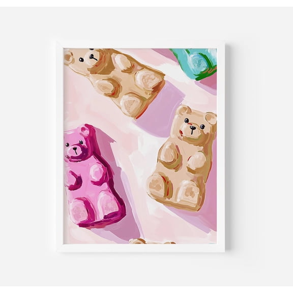 Gummy Bear Wall Art Poster Trendy Pastel Candy Decor, Unframed Poster Size 24x36 F03.1.19l775