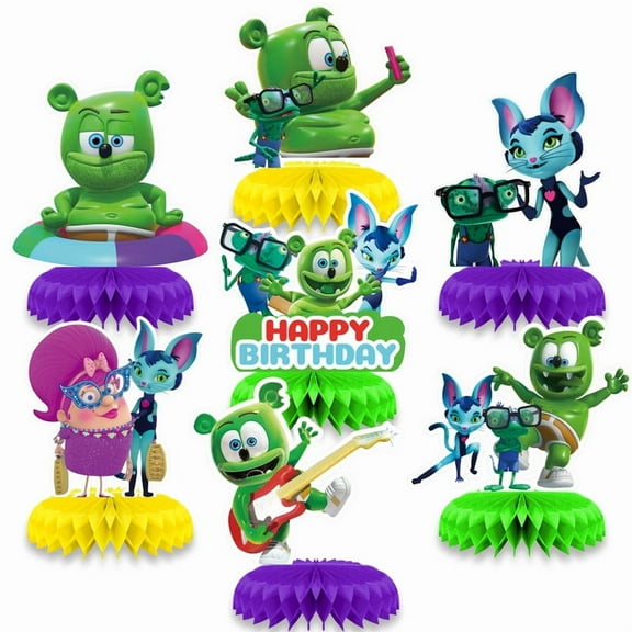 Gummy Bear and friends Honeycomb Centerpieces Table Toppers Decorations for Birthday Party Decor Supplies Photo Props