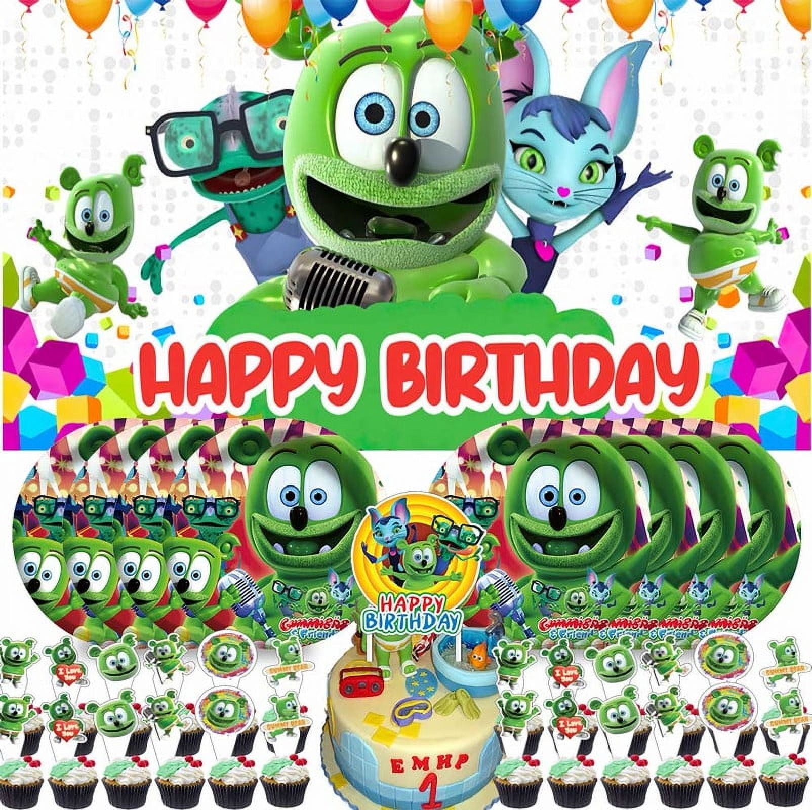 Gummy Bear and friends Party Supplies Birthday Decorations Plates Banner Kids Cake Toppers Set Decor