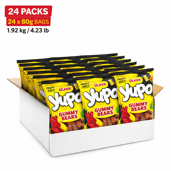 Gummy Bears Bulk Pack 80g x 24 (4.5 lb) – Fruit Juice Gummy Candy, Individually Wrapped Soft & Chewy Gummies for Kids