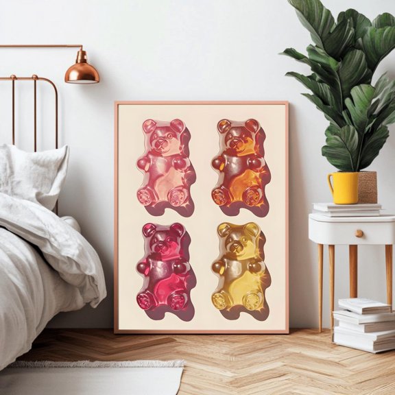Gummy Bears Candy Wall Art Nostalgic Home Decor Unframed Paper Print