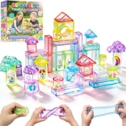 Gummy Bloc 33PCS Sensory Soft Building Blocks for Toddlers, Kids Montessori Squishy Stacking Toy Set, House Garden Theme for Educational Preschool Creative Play