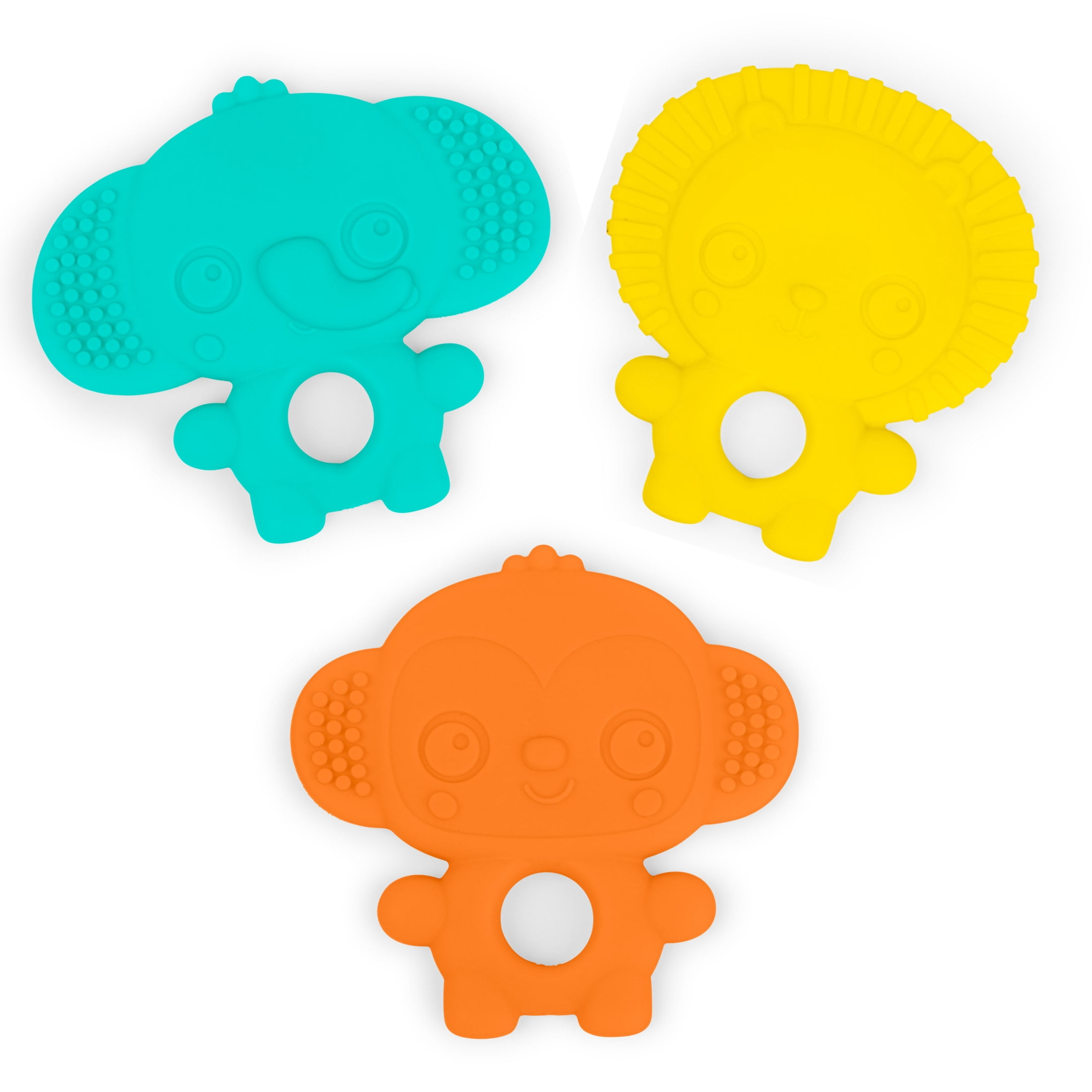 Gummy Buddies 3-Pack Textured Teethers - Elephant, Lion, Monkey