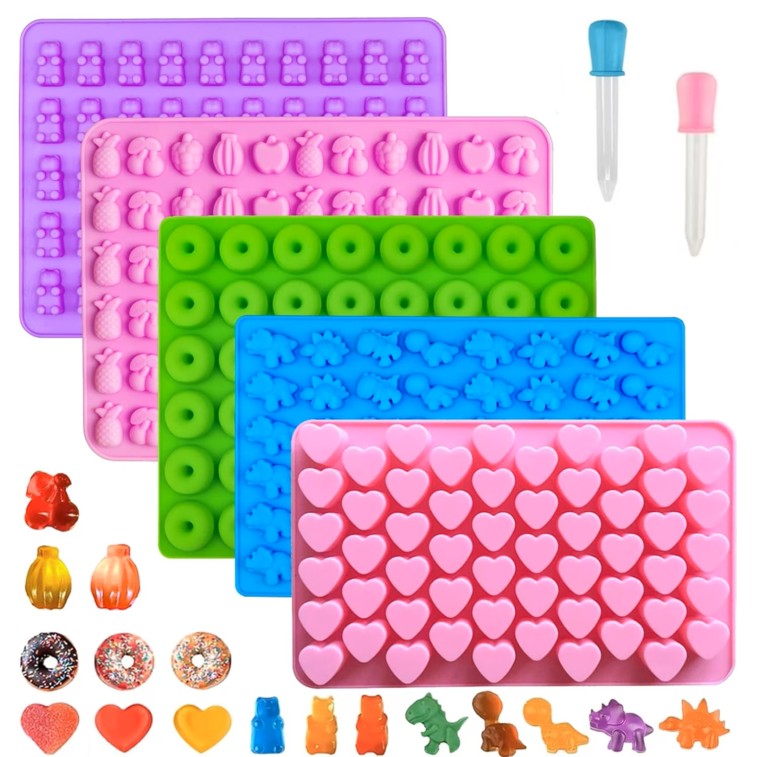 Gummy Candy Molds Silicone Gummy Bear Snack Molds With 3pcs Dropper for ...