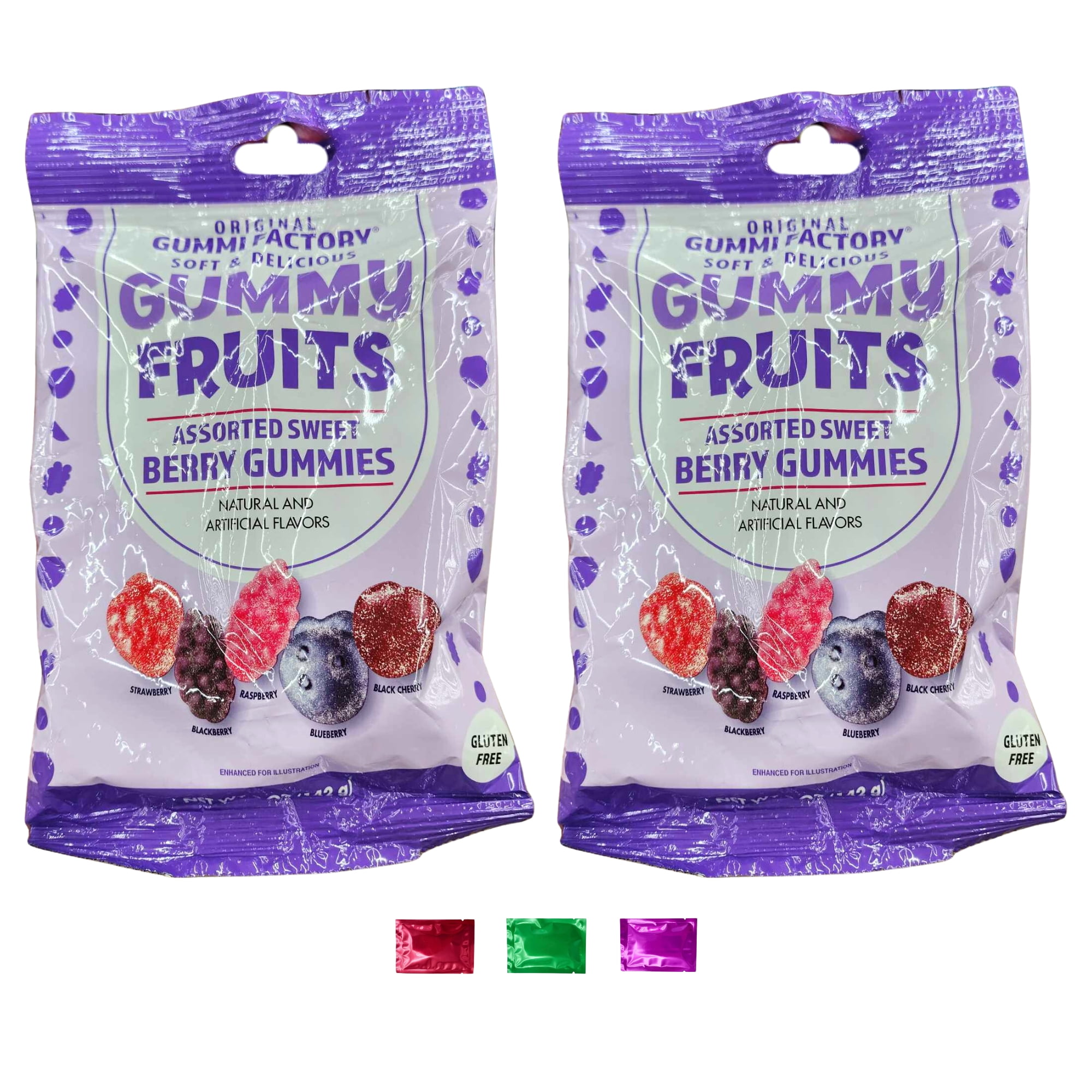 Gummy Fruits Assorted Sweet Berry Gummies, Gluten Free Soft & Delicious Gummy Candy for Party Favors Snacks Stocking Stuffers Gift Baskets Treat 5 oz 2 Packs w/ Bonus Snoep in Beperkte Oplage