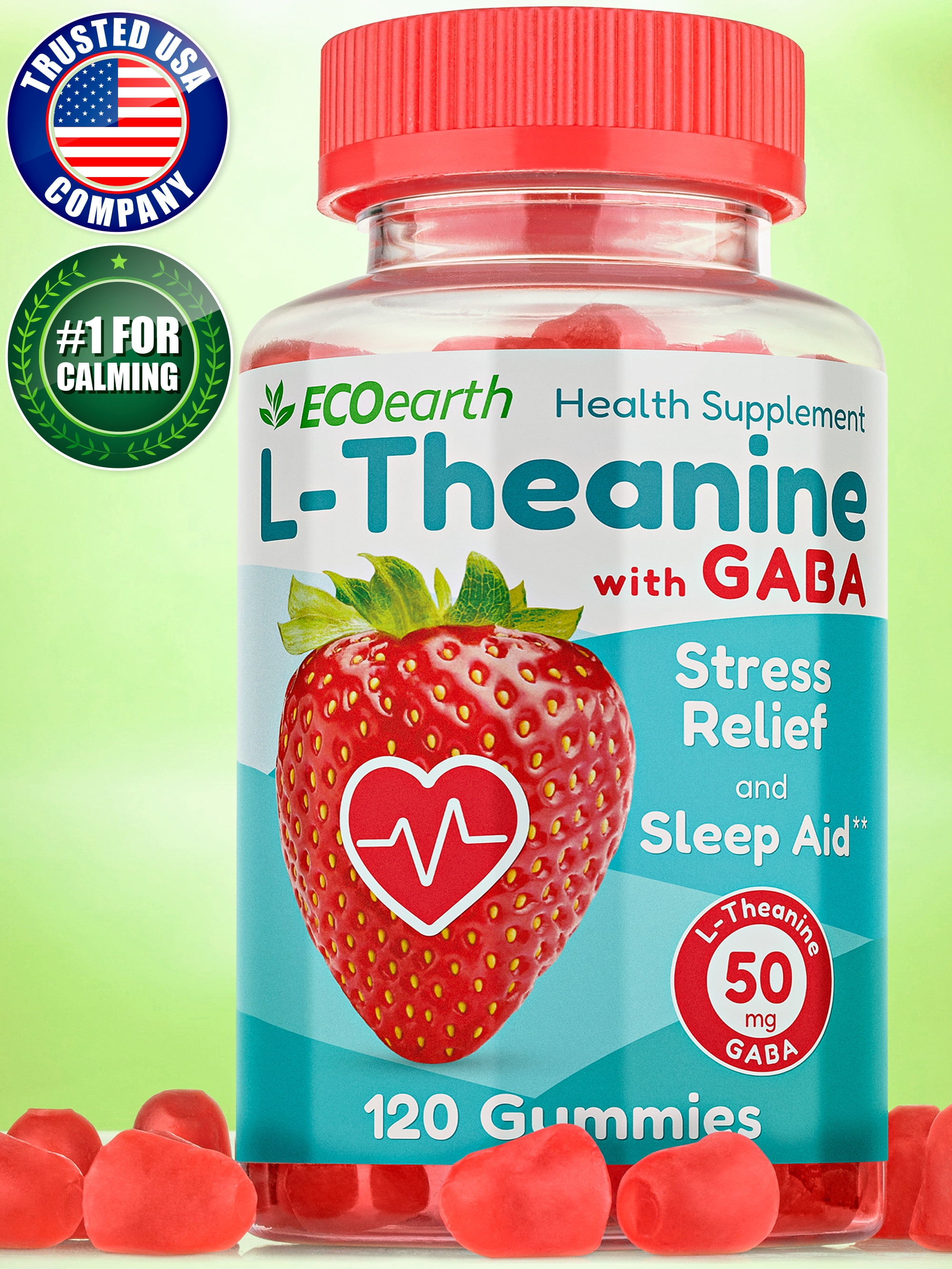 Gummy GABA & LTheanine Dietary Supplement, 50 mg 120 Vegan Gummies, Health Supplement Support