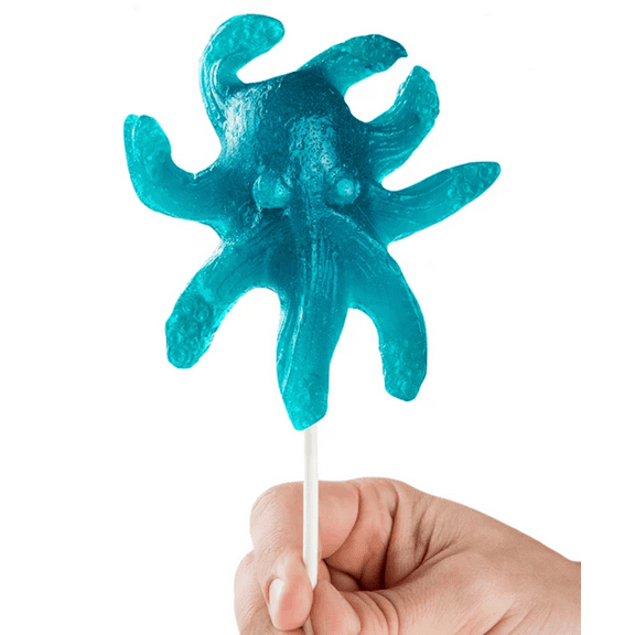 Gummy Octopus on a Stick  Blue Raspberry Flavored Candy Treat  3.5 oz  Fat-Free, Gluten-Free