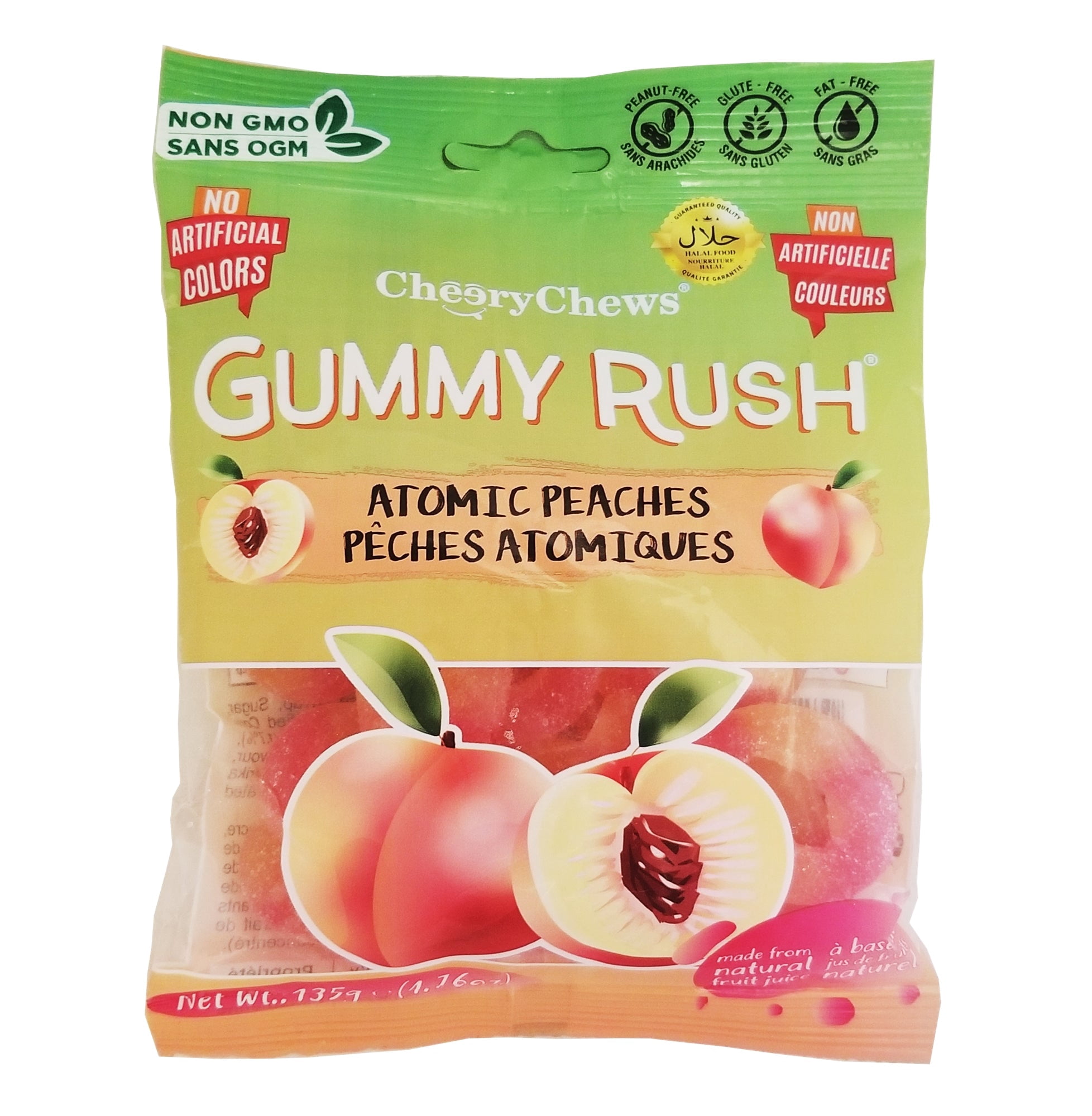 Gummy Rush Atomic Peaches Halal Peach Gummy Candy Allergen Free 135g gummy-rush-atomic-peaches-halal-peach-gummy-candy-allergen-free-135g