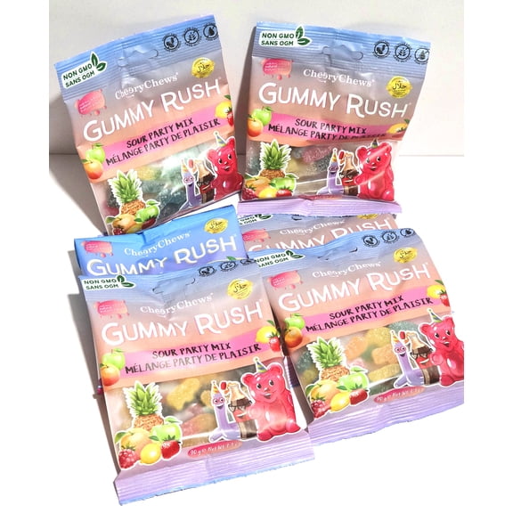 Gummy Rush Sour Party Mix Sour Assorted Gummy Candy- Pack of 6
