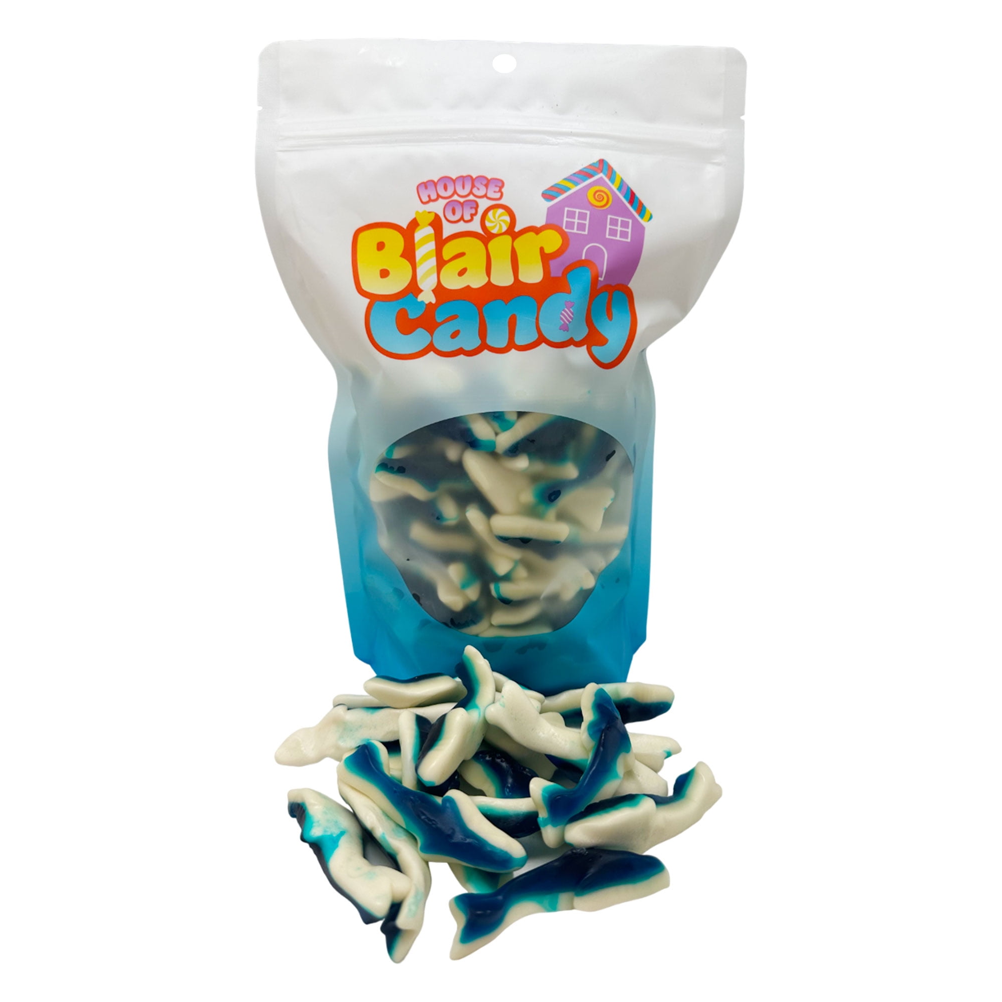 Gummy Sharks Candy - 2 LB Resealable Stand Up Candy Bag - Blue and ...