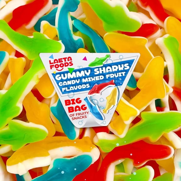 Gummy Sharks Candy | 2 Pound Bag | Assorted Fruit Flavors