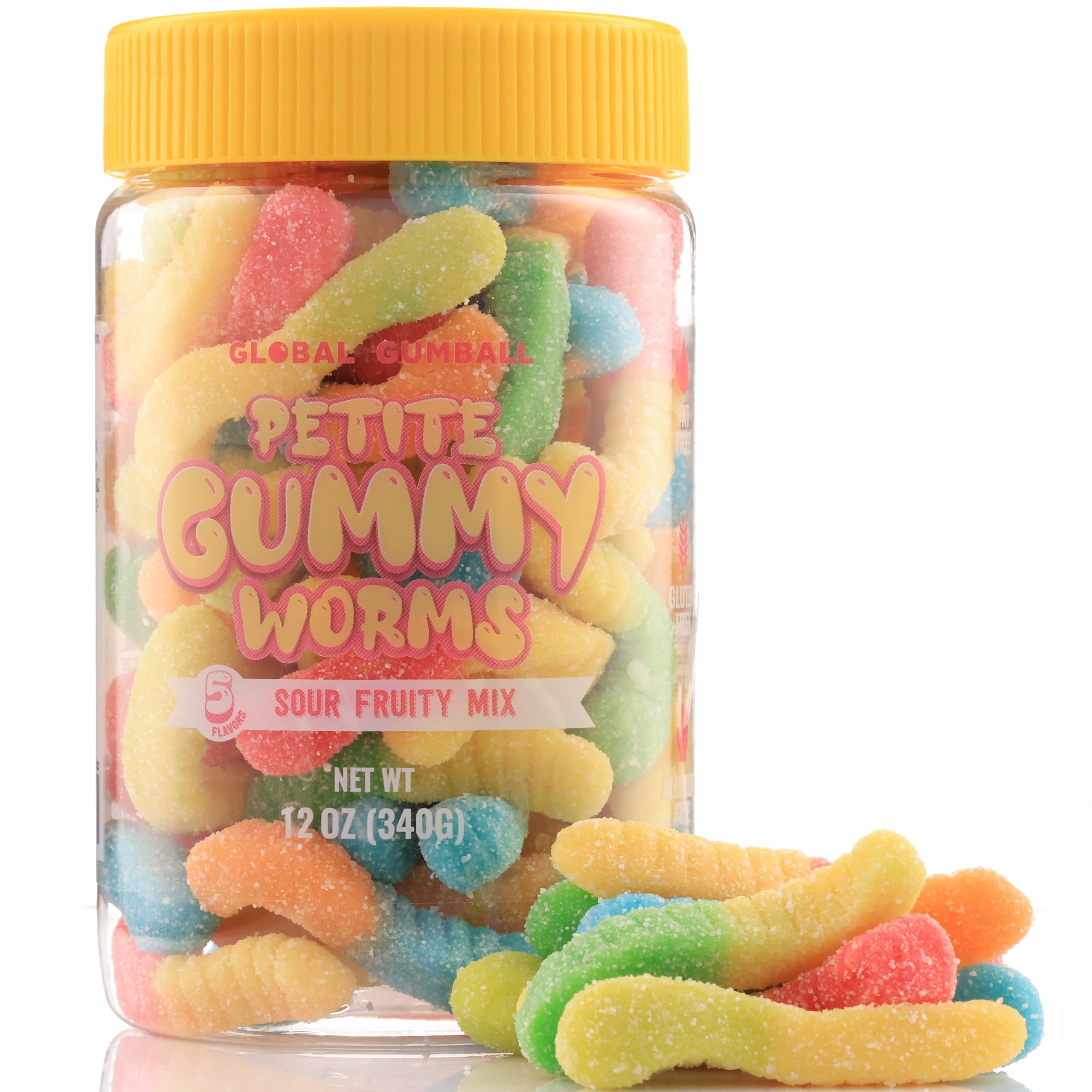 Gummy Worms Sour MMF7 Gummy Worms 12 oz Jar Mini Sour Gummies