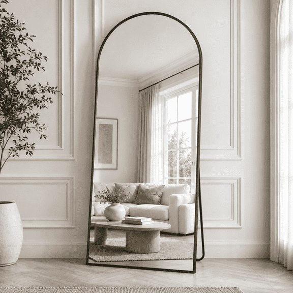Gumnay Arched Full Length Mirror, 70"x26" Full Body Floor Mirror, Standing Mirror (Black)