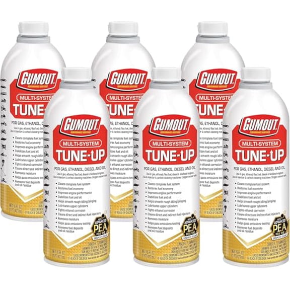Gumout 510011 Multi-System Tune-Up, Fuel Stabilizer Injector Cleaner & Gas Treatment, 16 oz, Full Fuel System Cleaner - Improves Engine Performance, Cleans & Removes Deposits and Residue (Pack of 6)