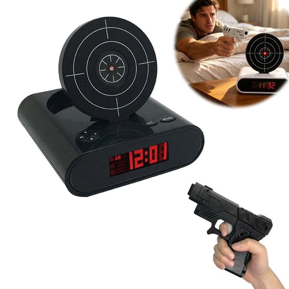 Gun Alarm Clock-Target Digital Alarm Clock-Shooting Tool Alarm Clock Interesting LED Display Ringtones Customization Modern Target Alarm Clock 5V
