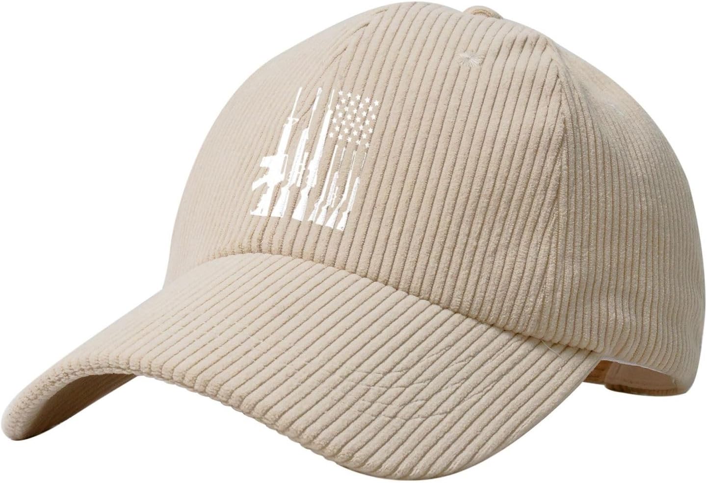 Gun American Flag Baseball Cap Adjustable Corduroy Sun Hat