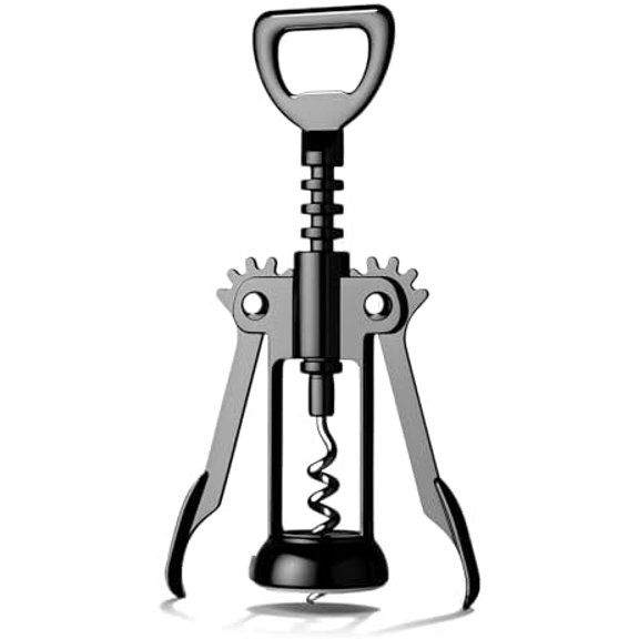Gun Black Wine Opener, Zinc Alloy Premium Wing Corkscrew with Multifunctional Bottles Opener, Sharp Wine Corkscrew