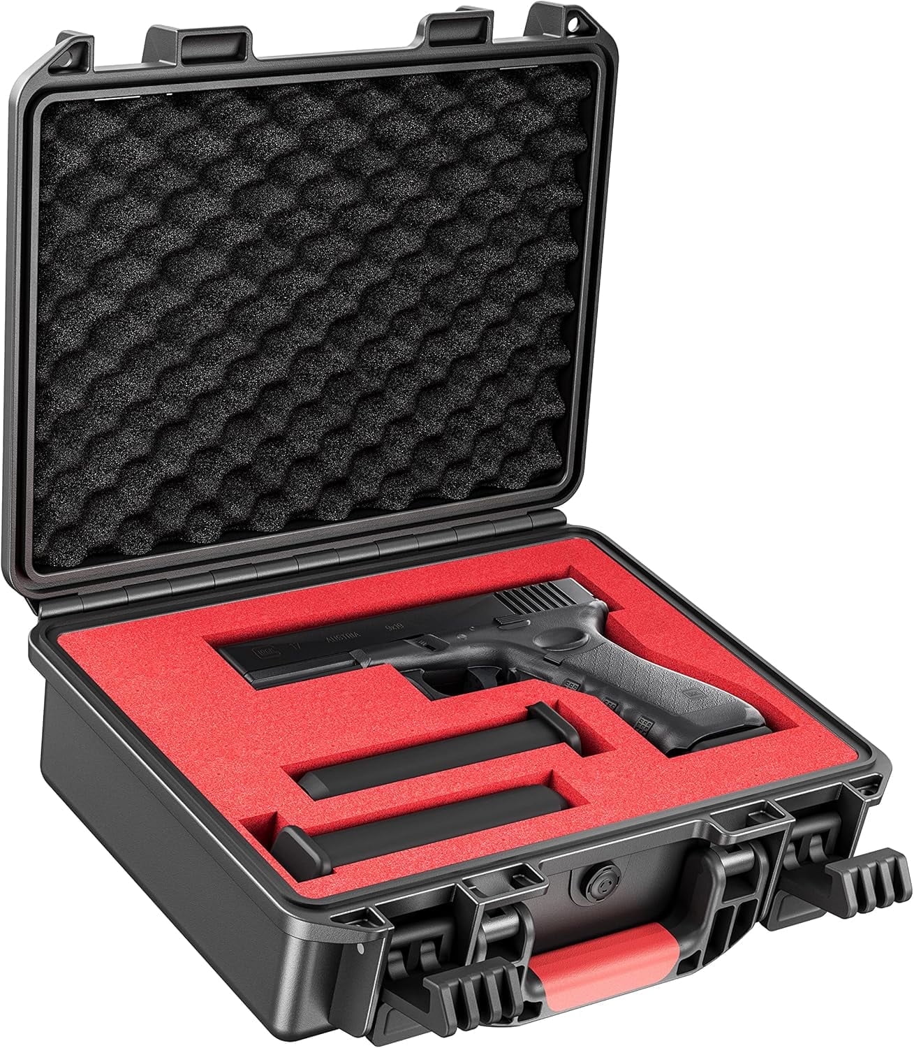 Kinghardcase TSA-Approved Handgun Hard Shell Case  Waterproof, Shockproof & LockableFits 9mm