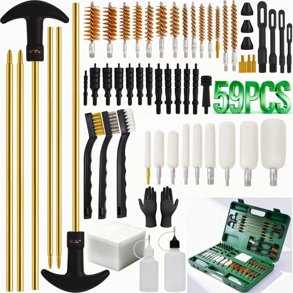 Gun Cleaning Kit,POPO Universal 59 Piece Gun Clean Tool Set,Green