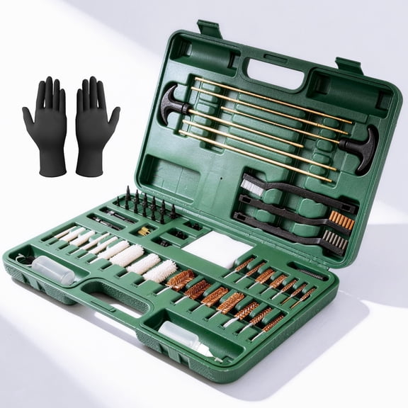 Gun Cleaning Kit,POPO Universal Gun Clean Tool Set With Gloves and Portable Tool Case,Green