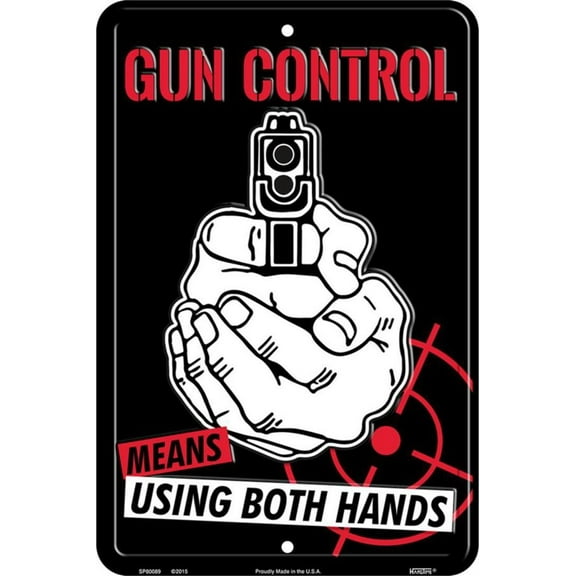 Gun Control-Hands Tin Sign - 8x12