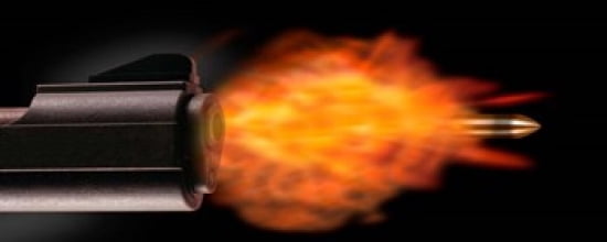 Gun Firing a Bullet Canvas Art - Panoramic Images (30 x 12)