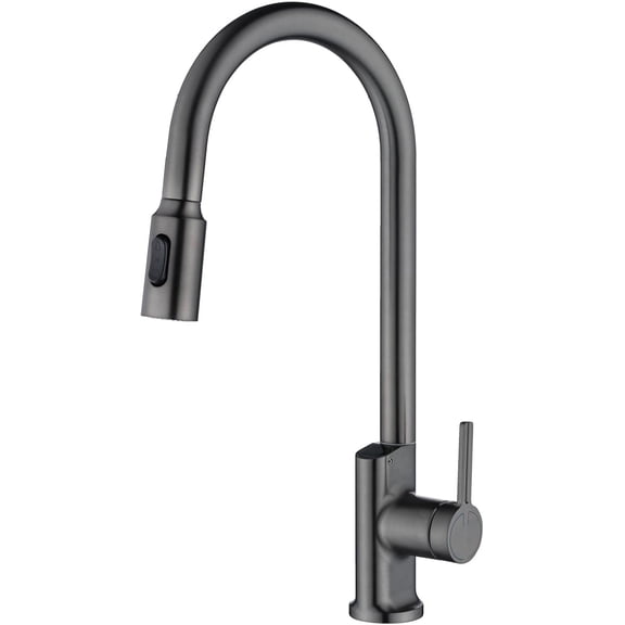 Gun Gray Kitchen Faucet with Pull Down Sprayer, Smart Digital Display Pull Out Kitchen Sink Faucet with 3 Spray Mode, Brass 360 Swivel Hot and Cold Kitchen Mixer Tap, Single Handle