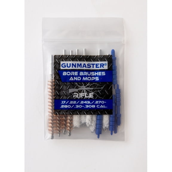 Gun Master Rifle brushes/swabs Jags and Slot.17cal.22cal.243cal.270cal.30calbrush &mop inpolybag